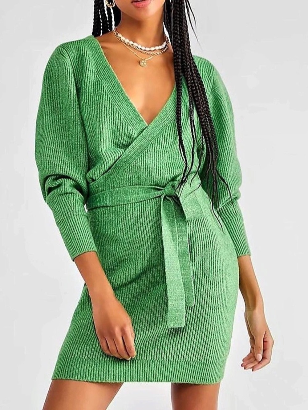 Free people Green Wrap Mini Dress large